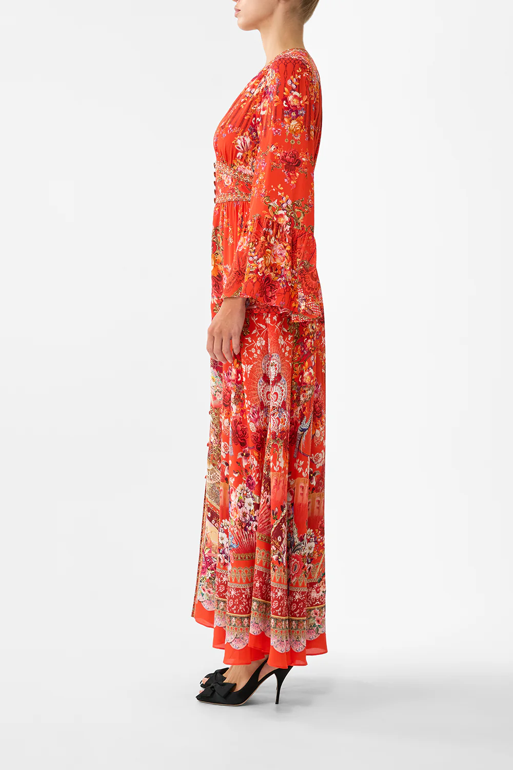 SHAPED WAISTBAND DRESS WITH RUFFLE SLEEVE OLÉ OLÉ - Image 4