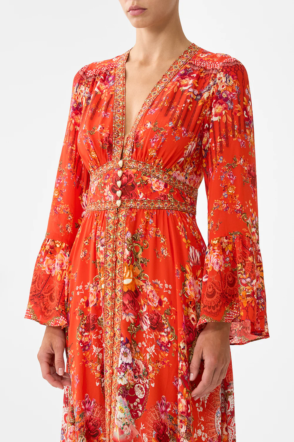 SHAPED WAISTBAND DRESS WITH RUFFLE SLEEVE OLÉ OLÉ - Image 5