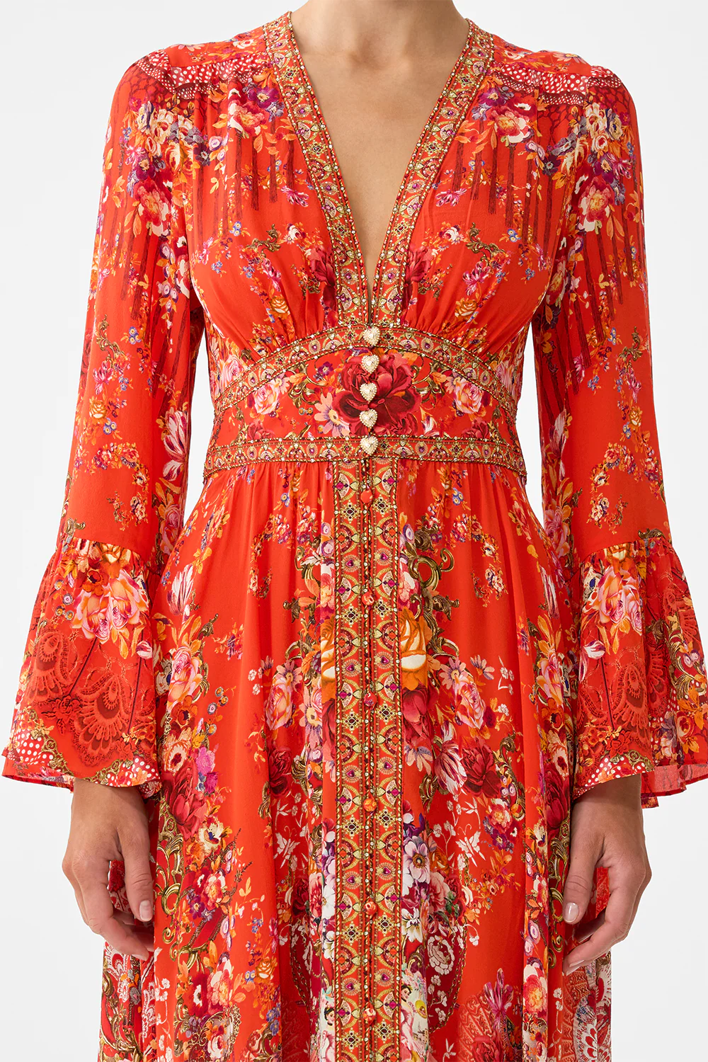 SHAPED WAISTBAND DRESS WITH RUFFLE SLEEVE OLÉ OLÉ - Image 6
