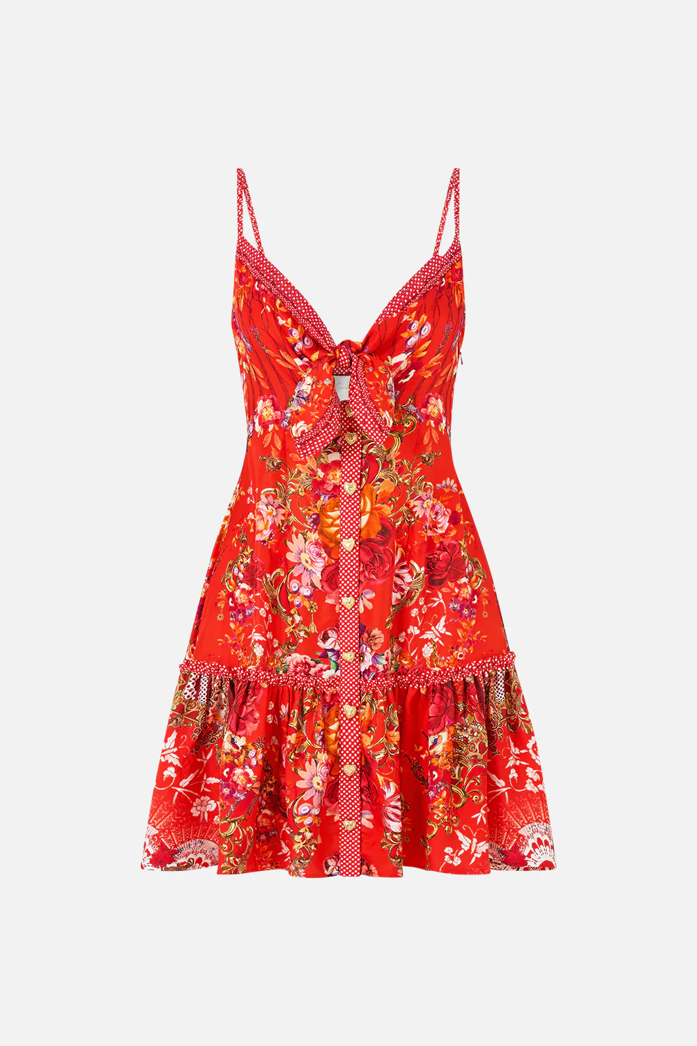 TIE FRONT SHORT DRESS WITH HEM RUFFLE OLÉ OLÉ - Image 3