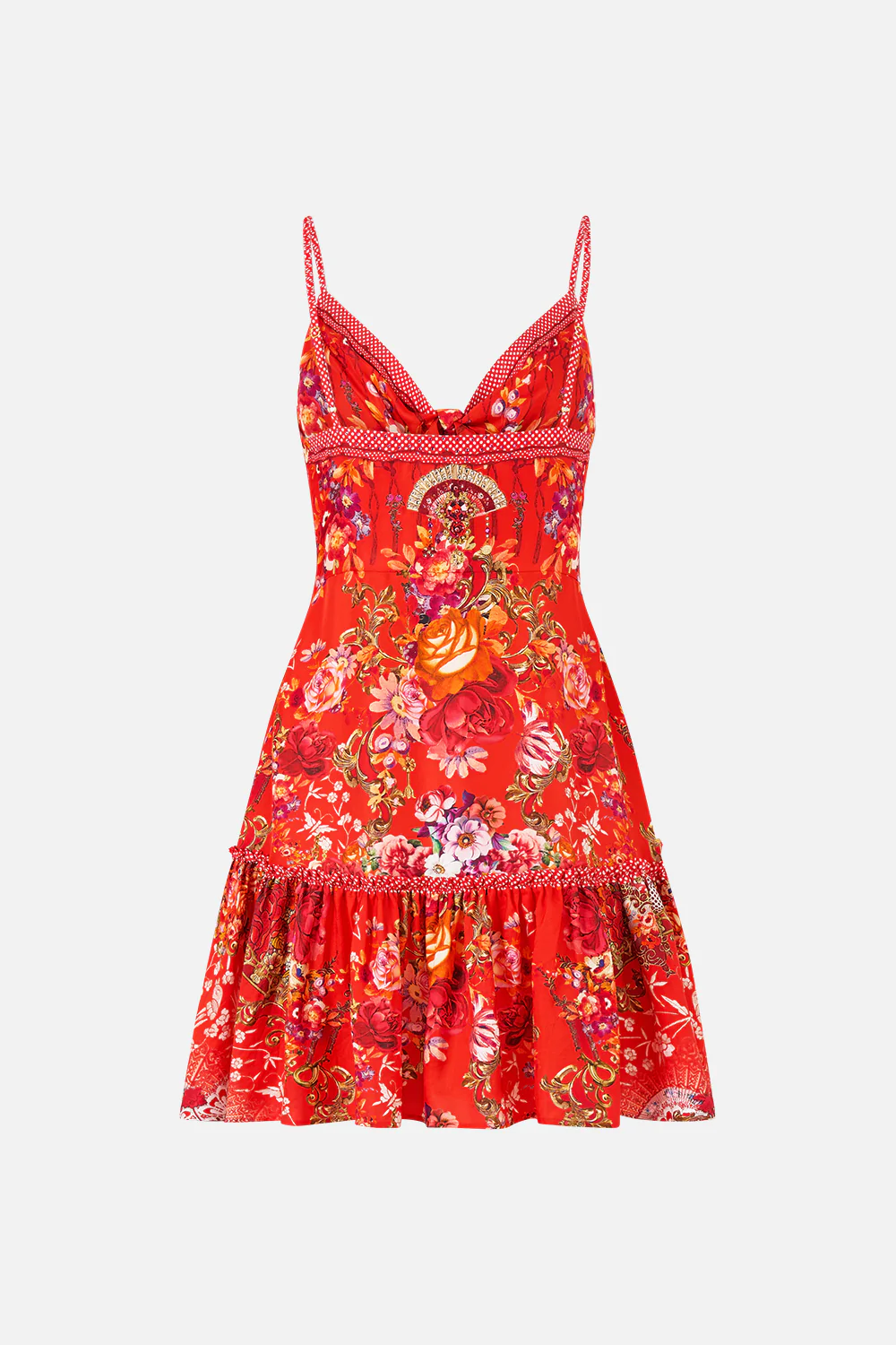 TIE FRONT SHORT DRESS WITH HEM RUFFLE OLÉ OLÉ - Image 6