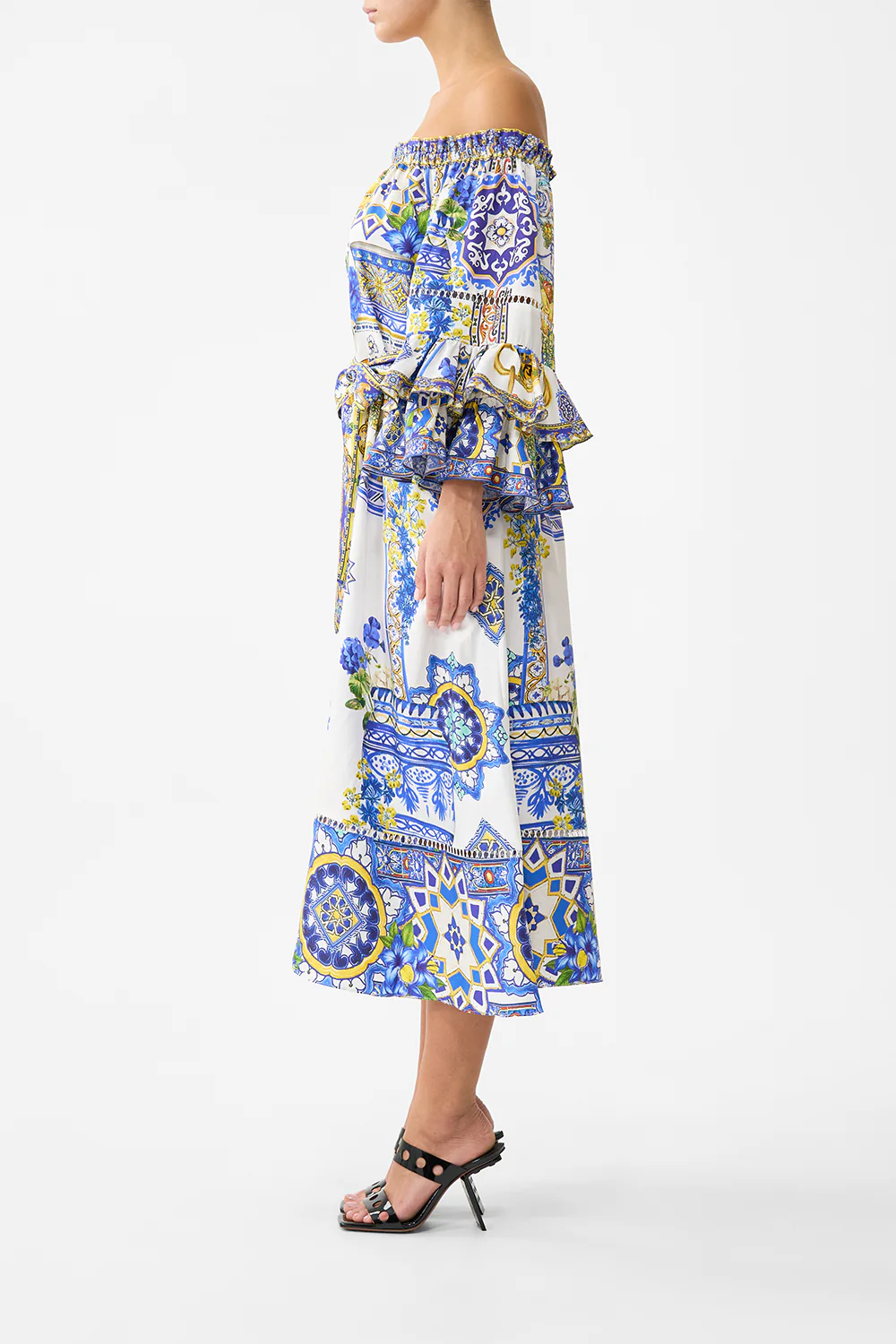 OFF SHOULDER MIDI DRESS WITH FRILL SLEEVE ESPAÑA NIRVANA - Image 4