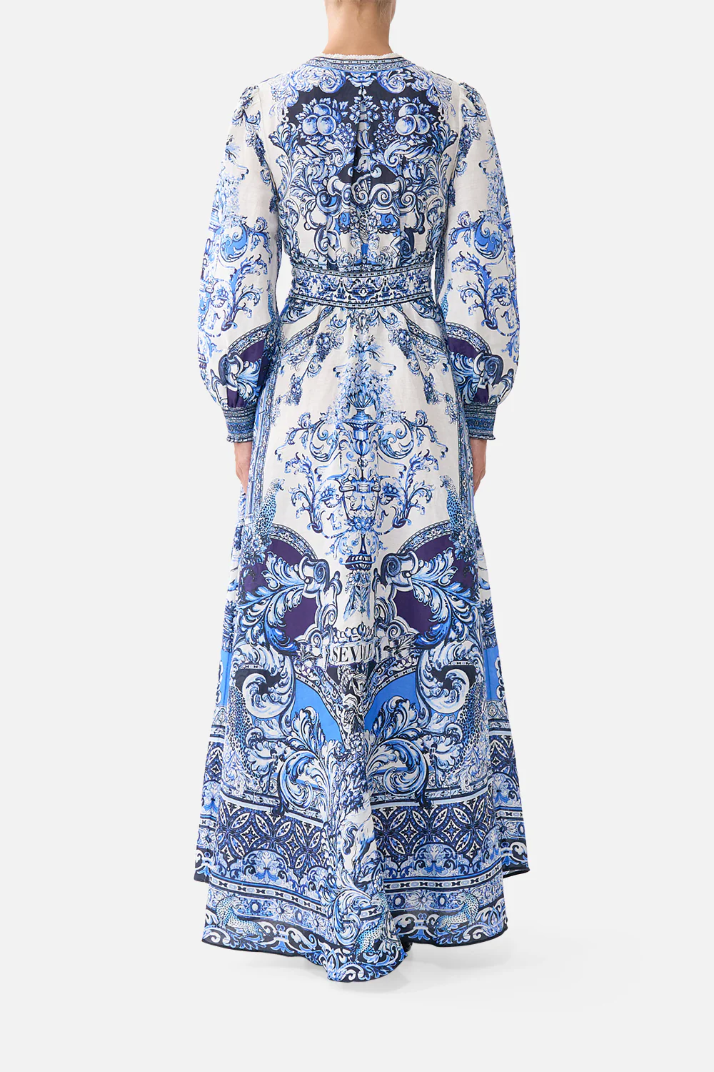 BUTTON DRESS WITH SHAPED WAISTBAND A TILED WONDERLAND - Image 2