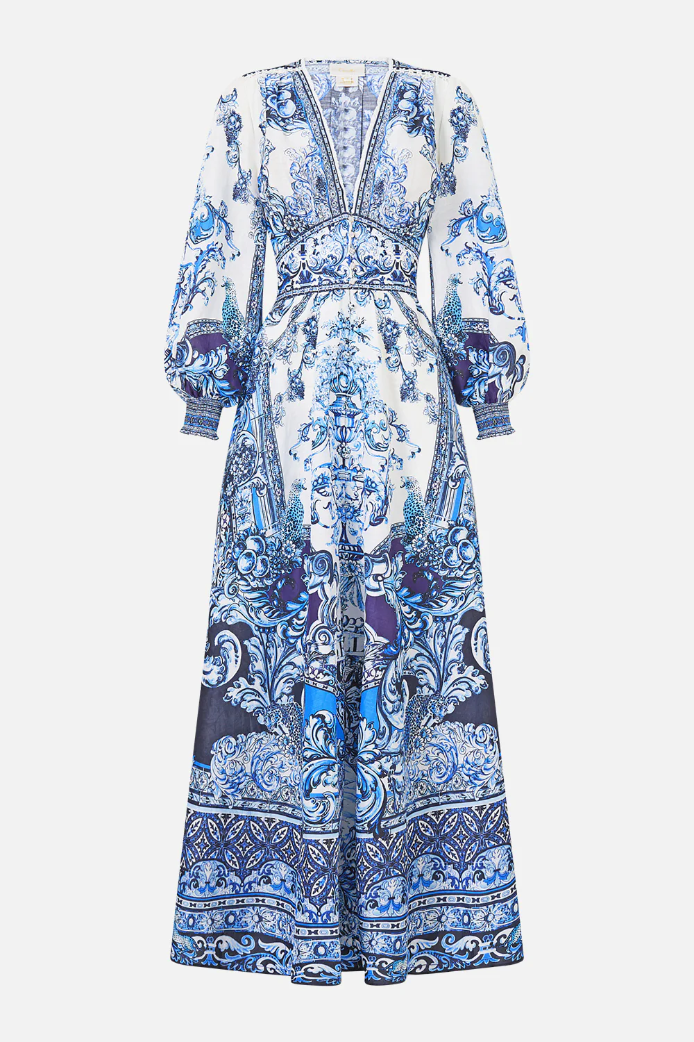 BUTTON DRESS WITH SHAPED WAISTBAND A TILED WONDERLAND - Image 3