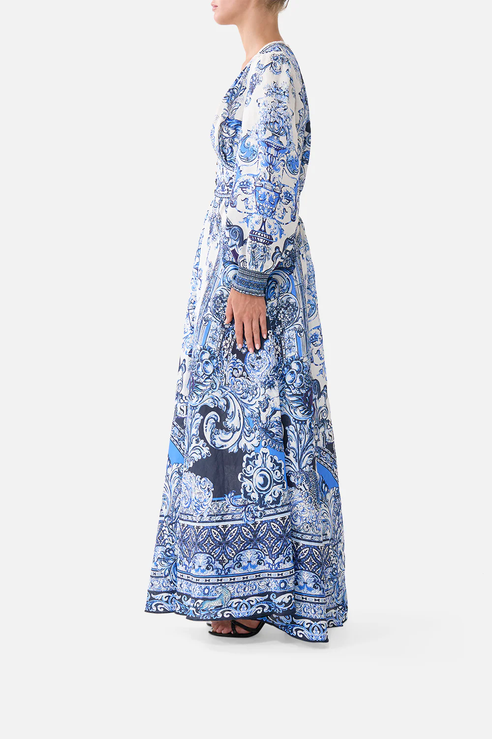 BUTTON DRESS WITH SHAPED WAISTBAND A TILED WONDERLAND - Image 4