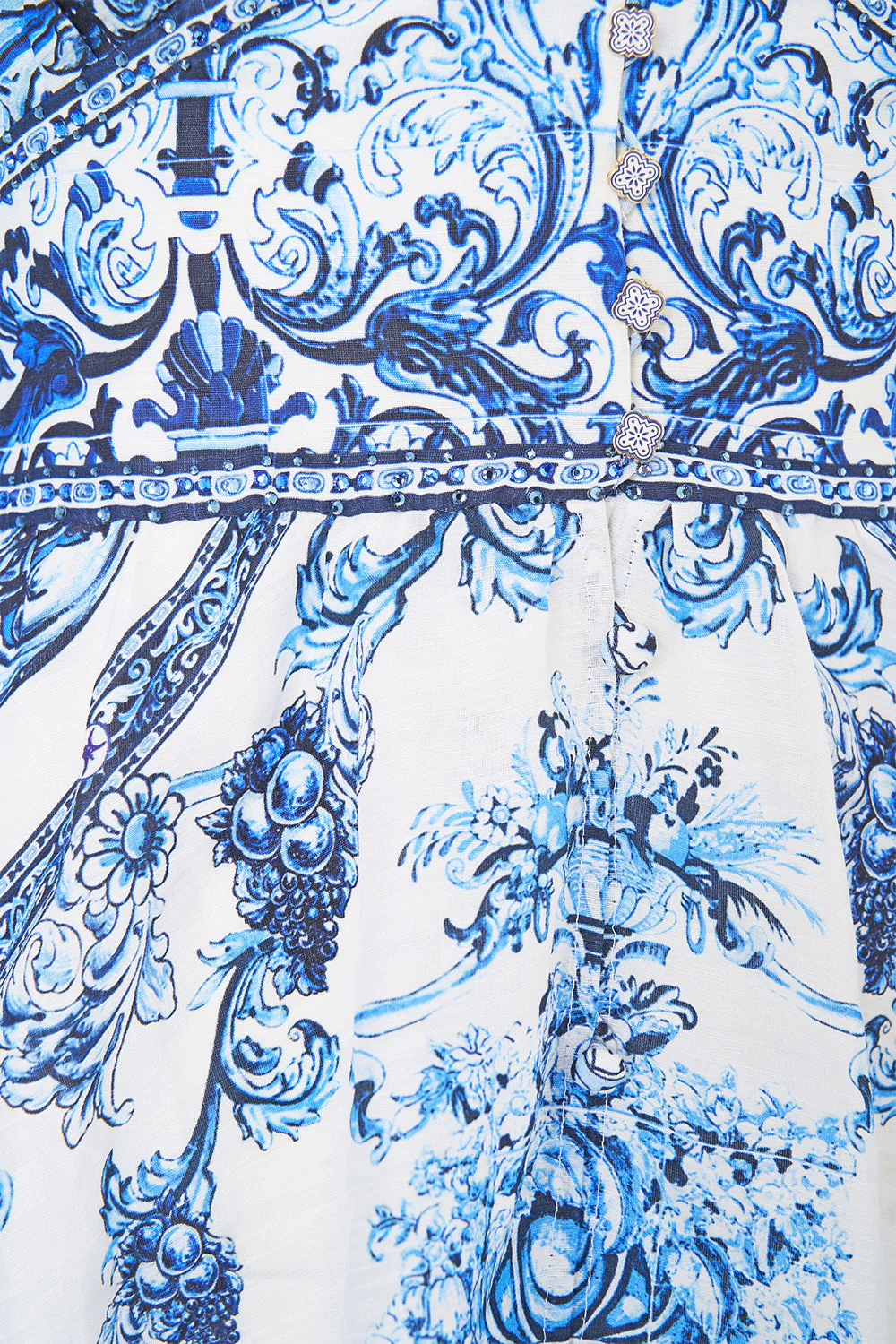 BUTTON DRESS WITH SHAPED WAISTBAND A TILED WONDERLAND - Image 7