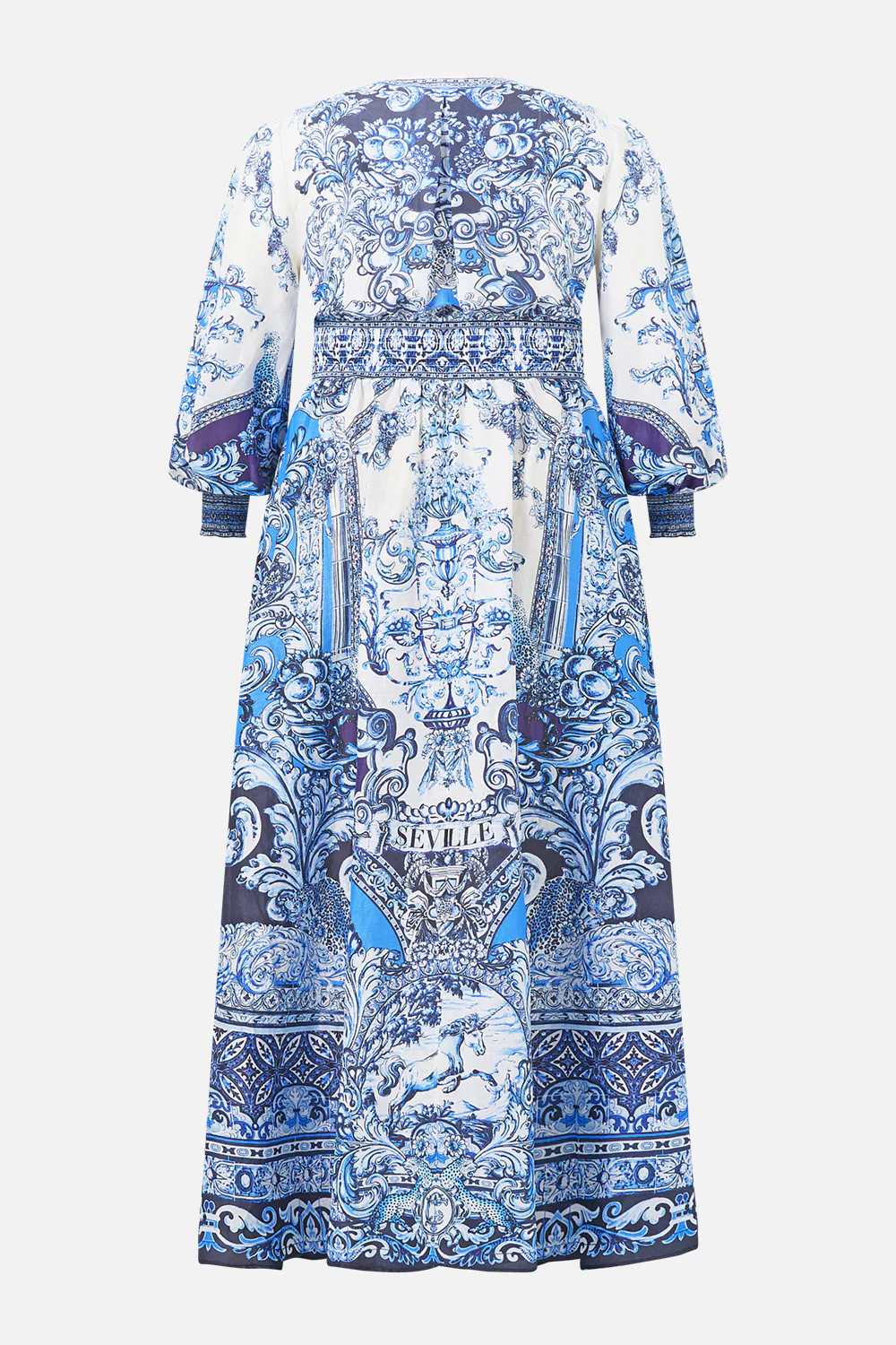 BUTTON DRESS WITH SHAPED WAISTBAND A TILED WONDERLAND - Image 9