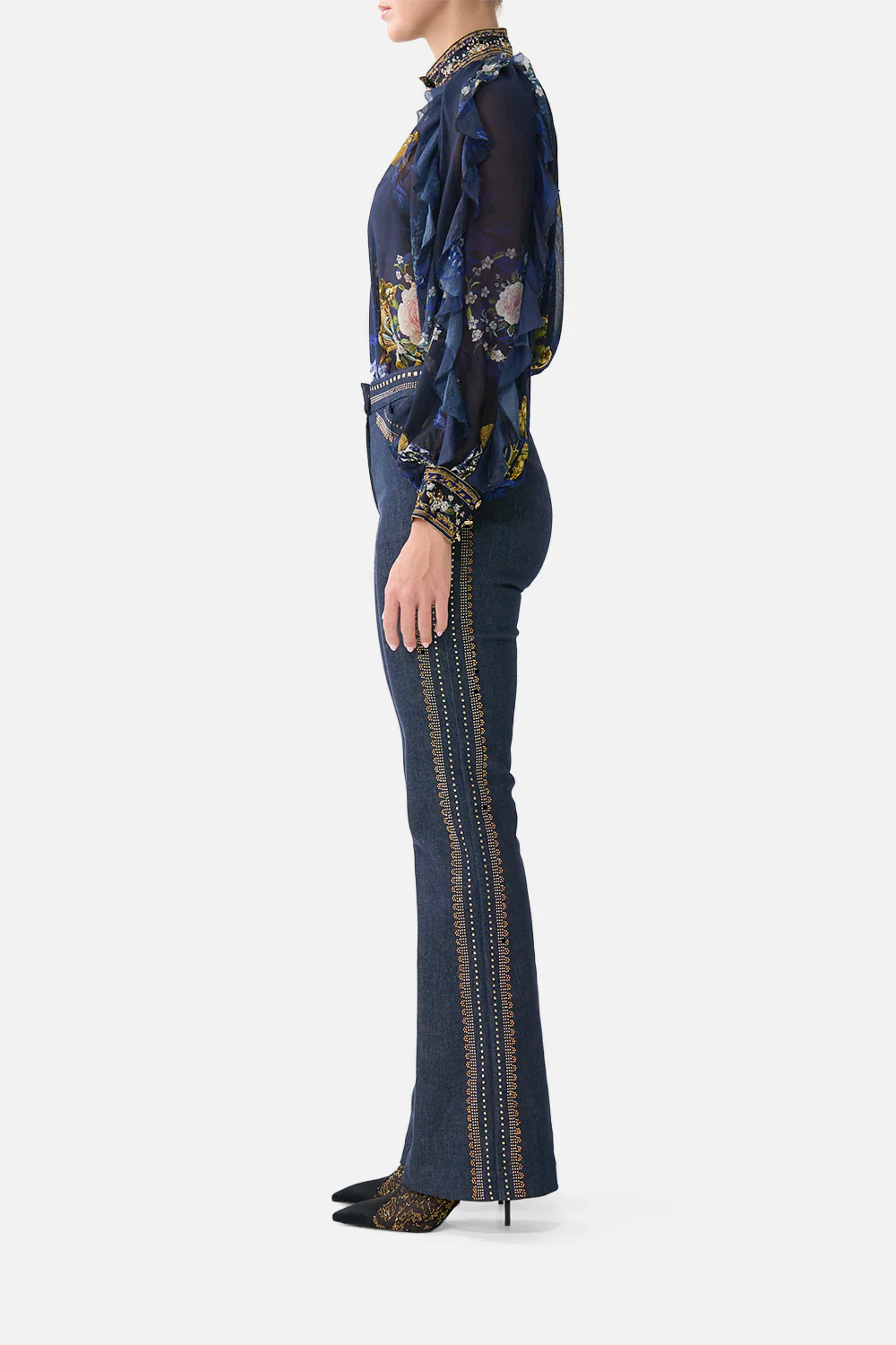 FLARE TROUSER WITH SEAM DETAIL NOTES FROM THE BLUE ROOM - Image 4