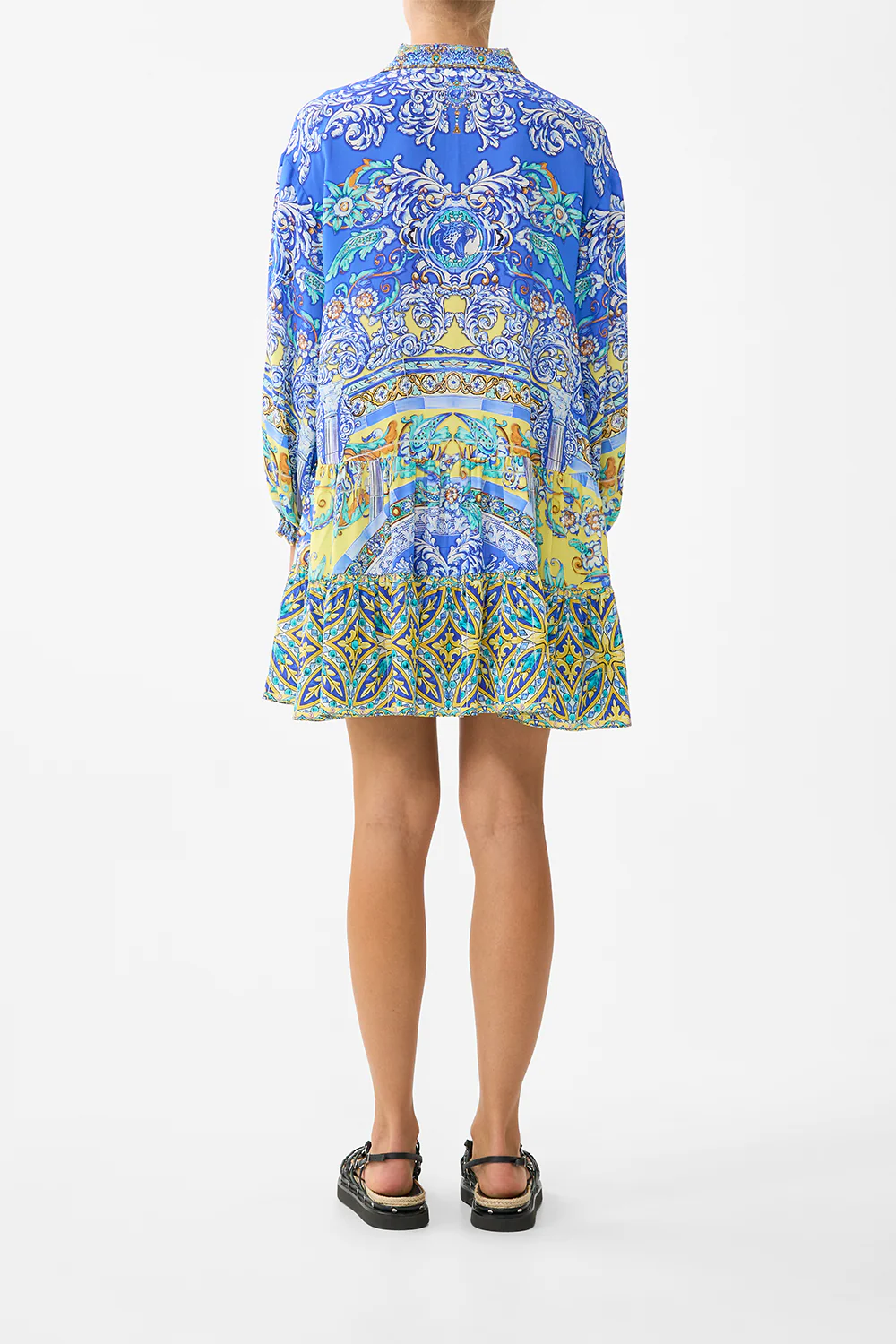 LONG SLEEVE TIERED SHORT DRESS BENEATH THE ANDALUSIAN SUN - Image 2
