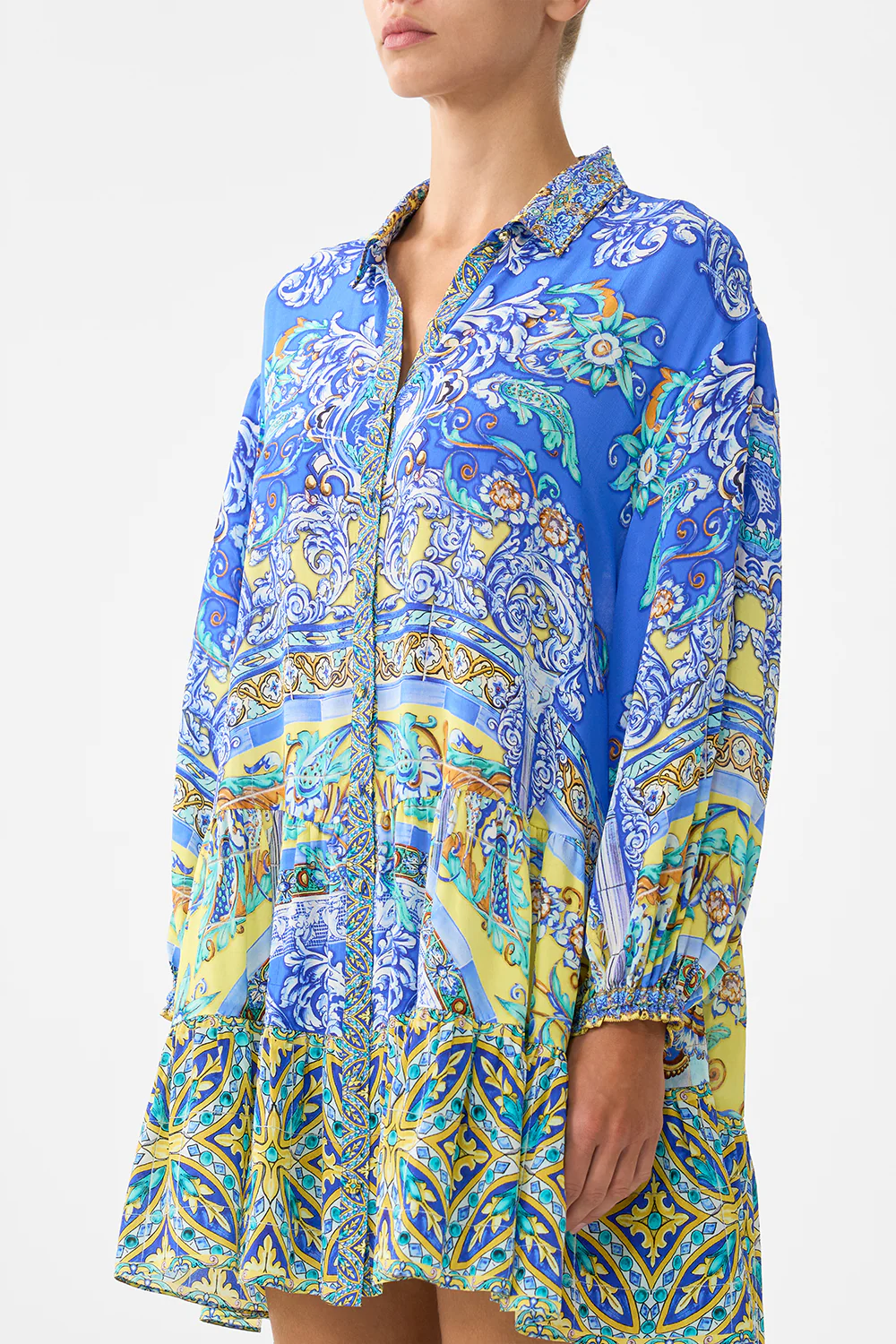 LONG SLEEVE TIERED SHORT DRESS BENEATH THE ANDALUSIAN SUN - Image 5