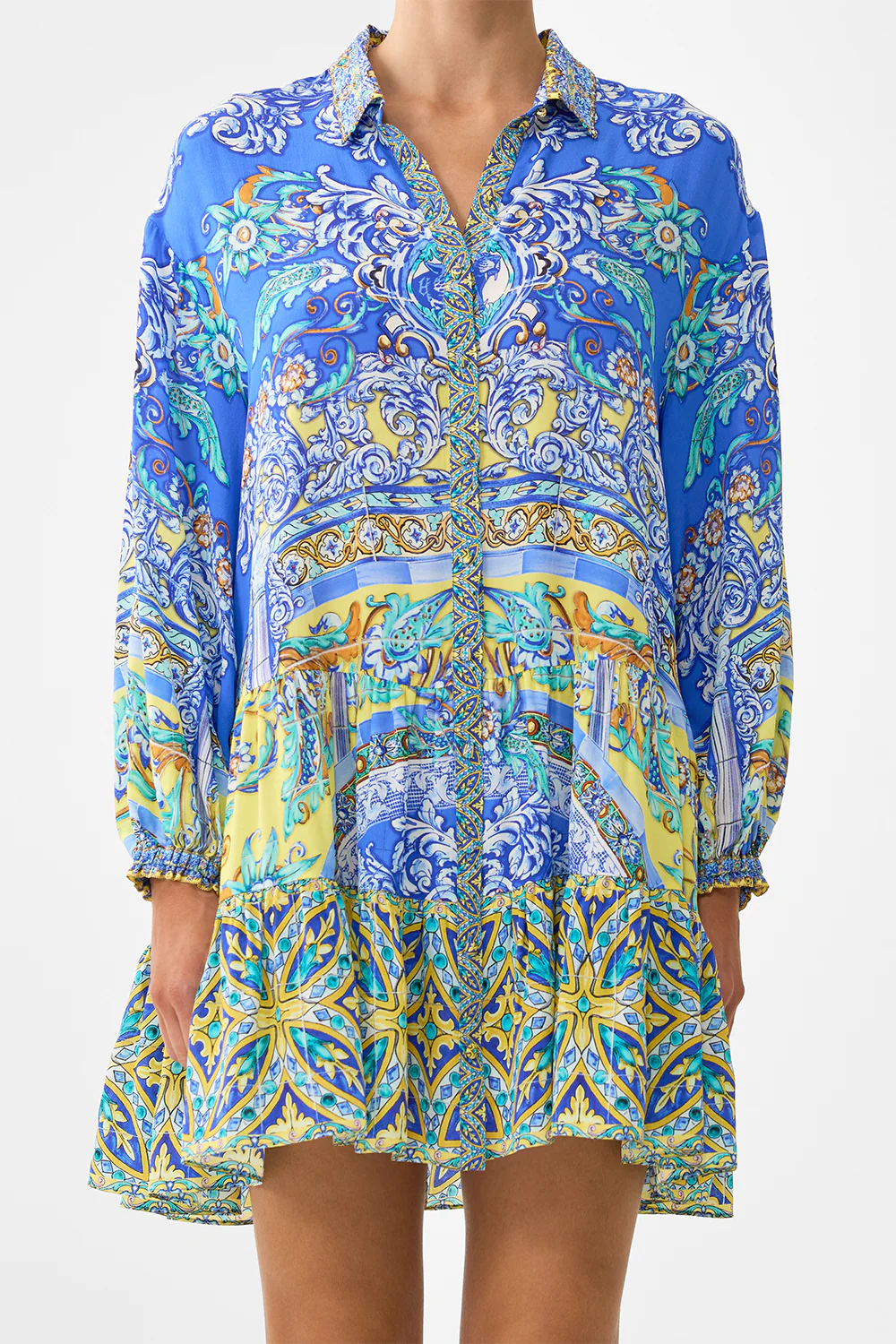 LONG SLEEVE TIERED SHORT DRESS BENEATH THE ANDALUSIAN SUN - Image 6