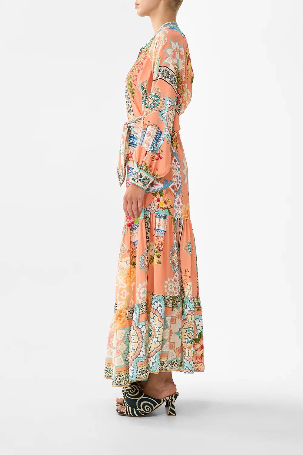 TIERED SHIRTDRESS WITH WIDE WAIST TIE MEET ME IN MALLORCA - Image 4