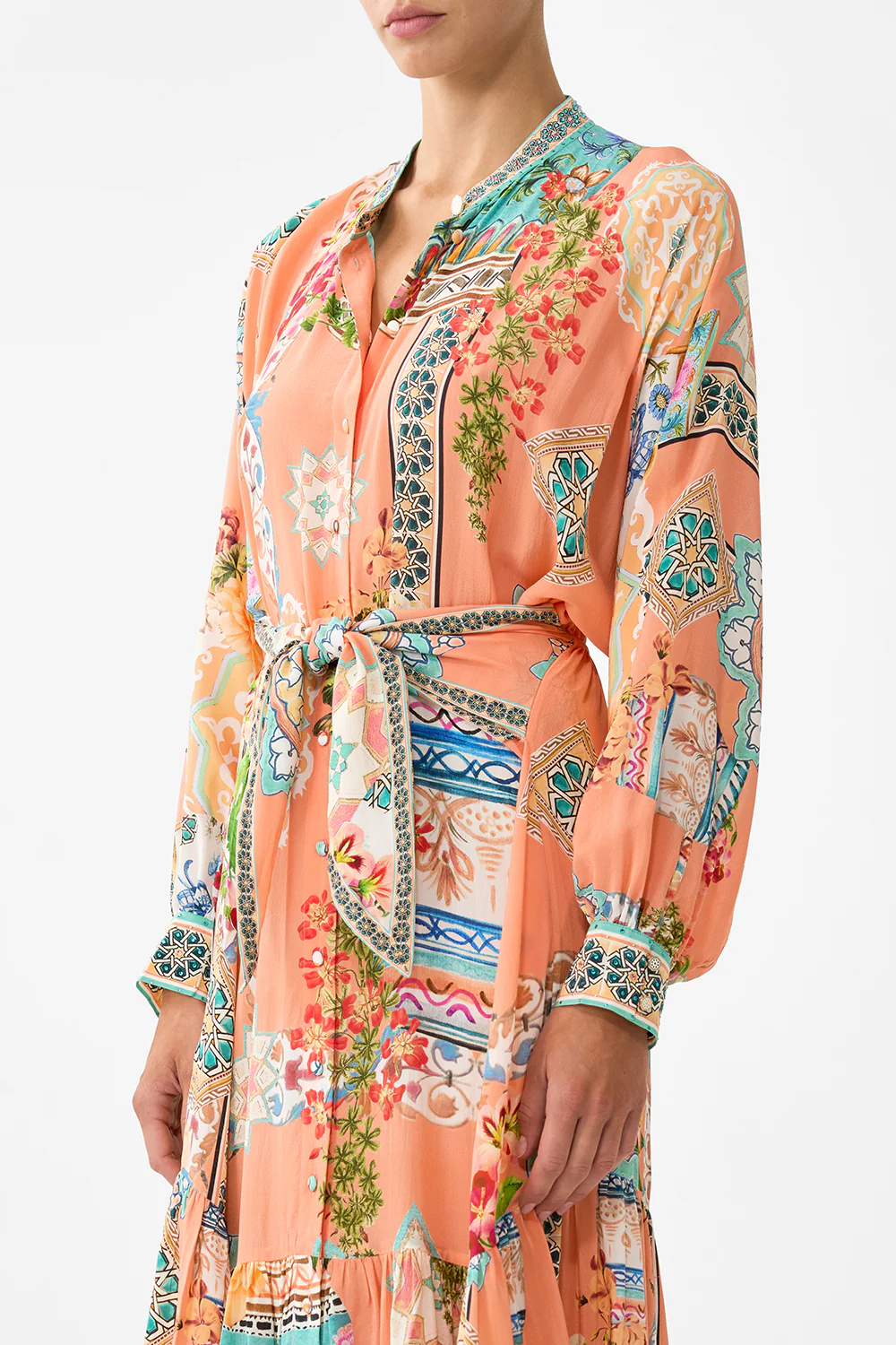 TIERED SHIRTDRESS WITH WIDE WAIST TIE MEET ME IN MALLORCA - Image 5