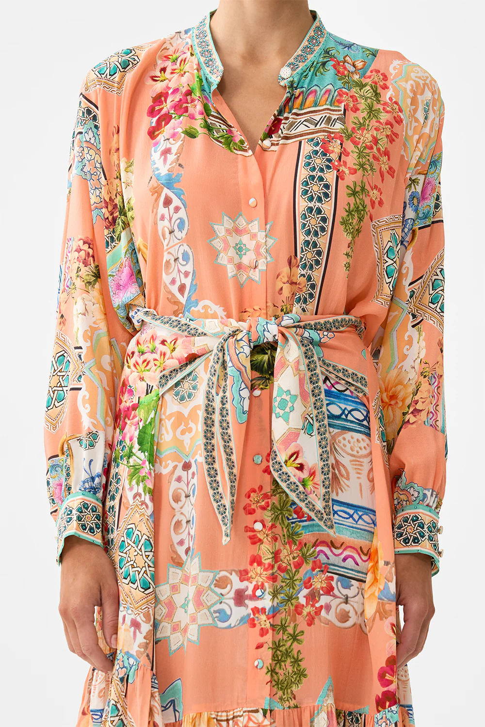 TIERED SHIRTDRESS WITH WIDE WAIST TIE MEET ME IN MALLORCA - Image 6