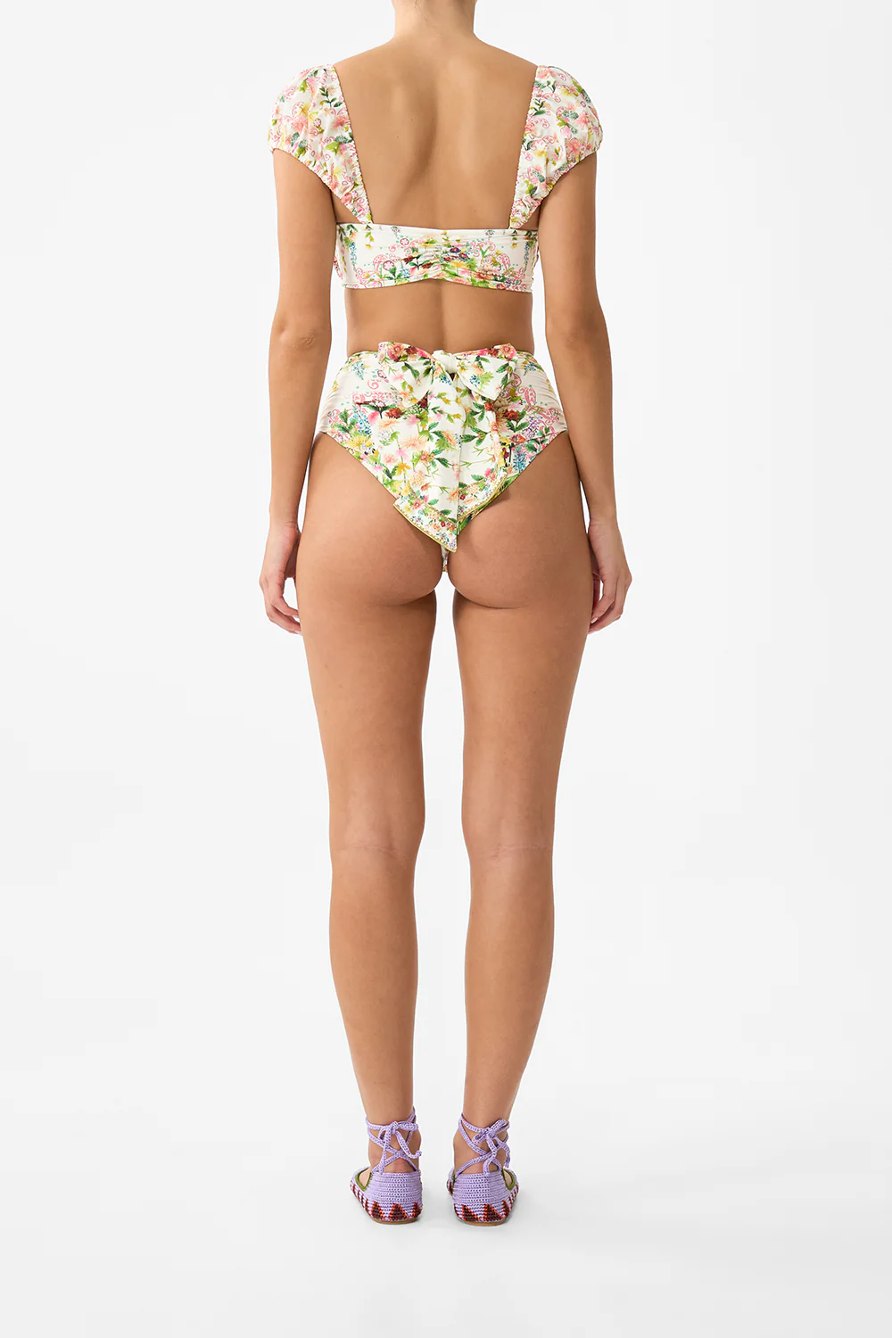 GATHERED HIGH WAIST BIKINI BOTTOM WITH TIE BACK THE CALL OF CATALONIA - Image 2