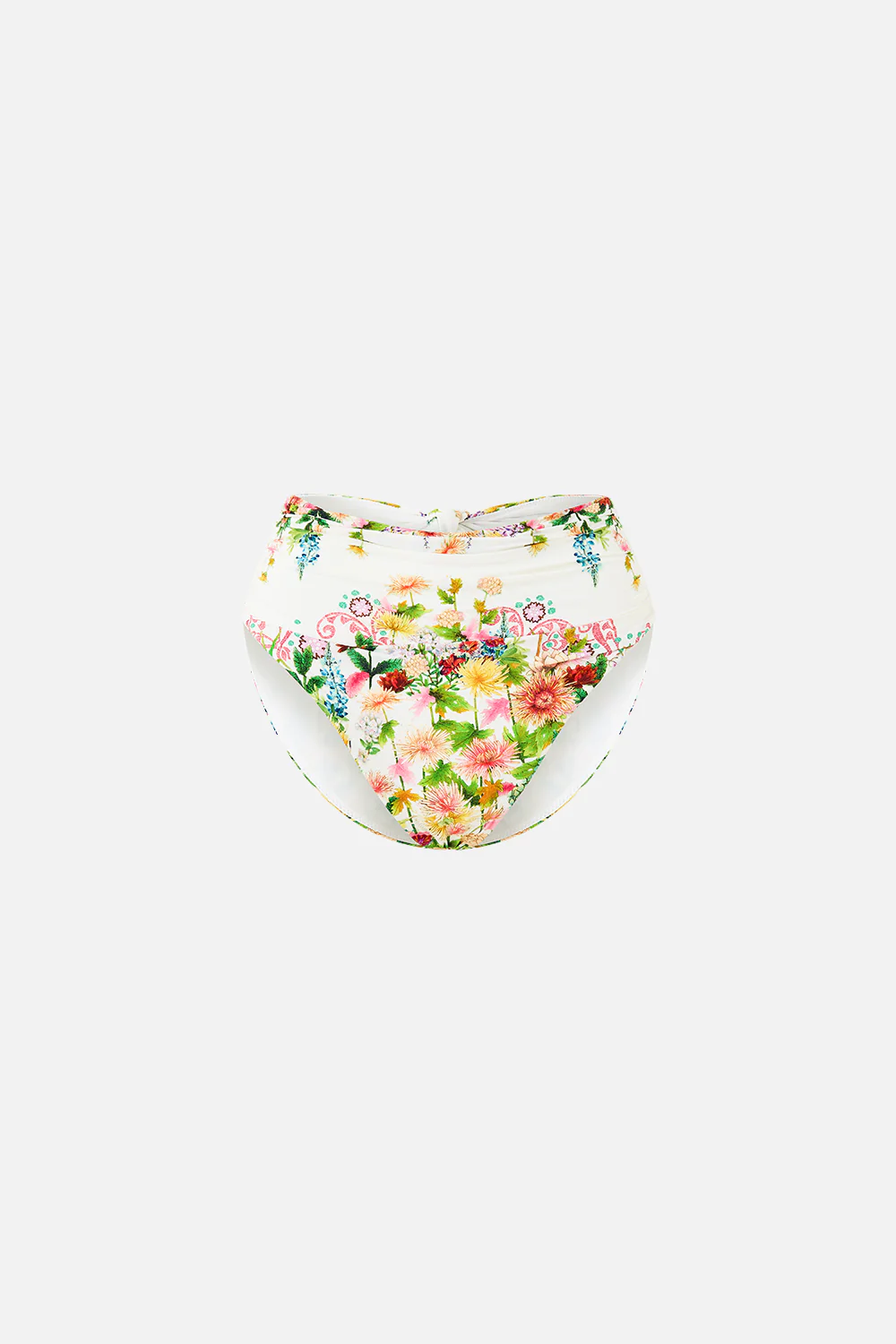 GATHERED HIGH WAIST BIKINI BOTTOM WITH TIE BACK THE CALL OF CATALONIA - Image 3