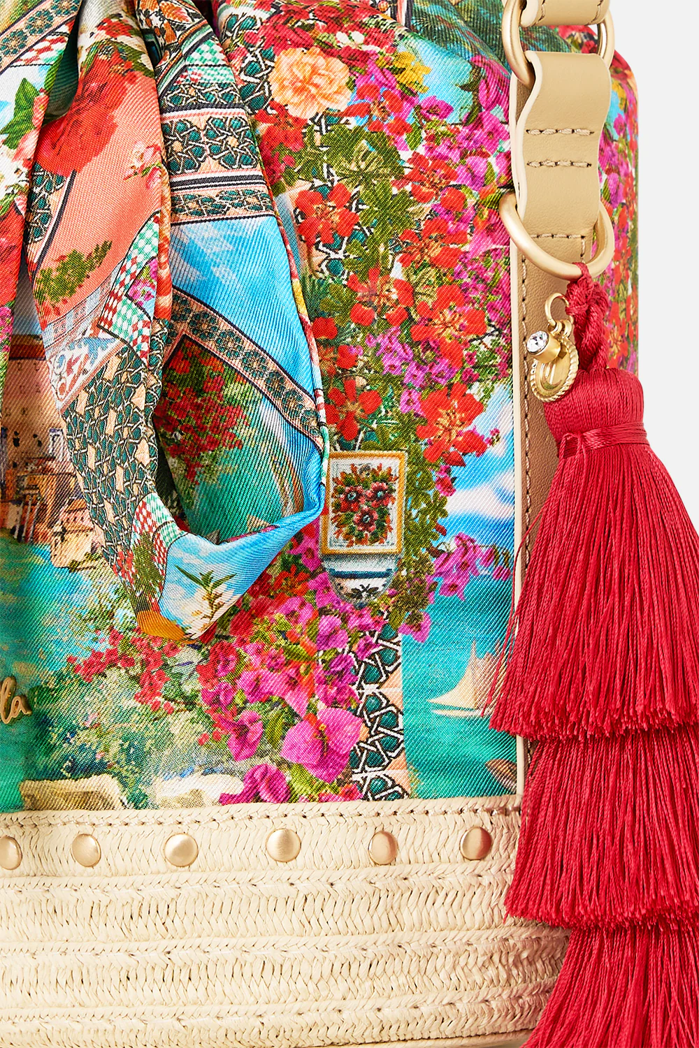 TIE TOP BUCKET BAG WITH TASSELS MEET ME IN MALLORCA - Image 4