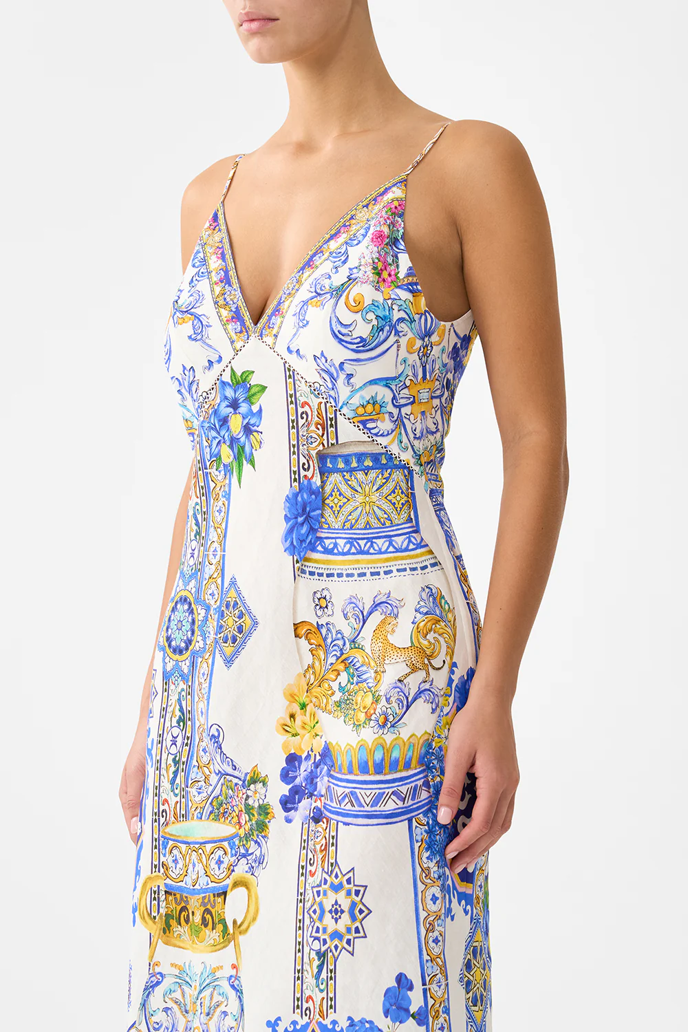 V NECK FULL LENGTH BIAS SLIP DRESS MILLA IN SEVILLA - Image 5