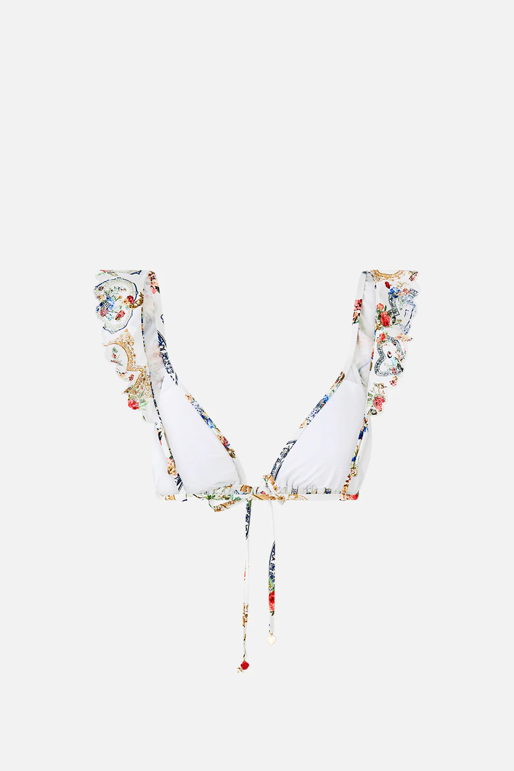 TIE FRONT TRI BIKINI TOP WITH FRILL NECK THE POTTERY PARLOUR - Image 6