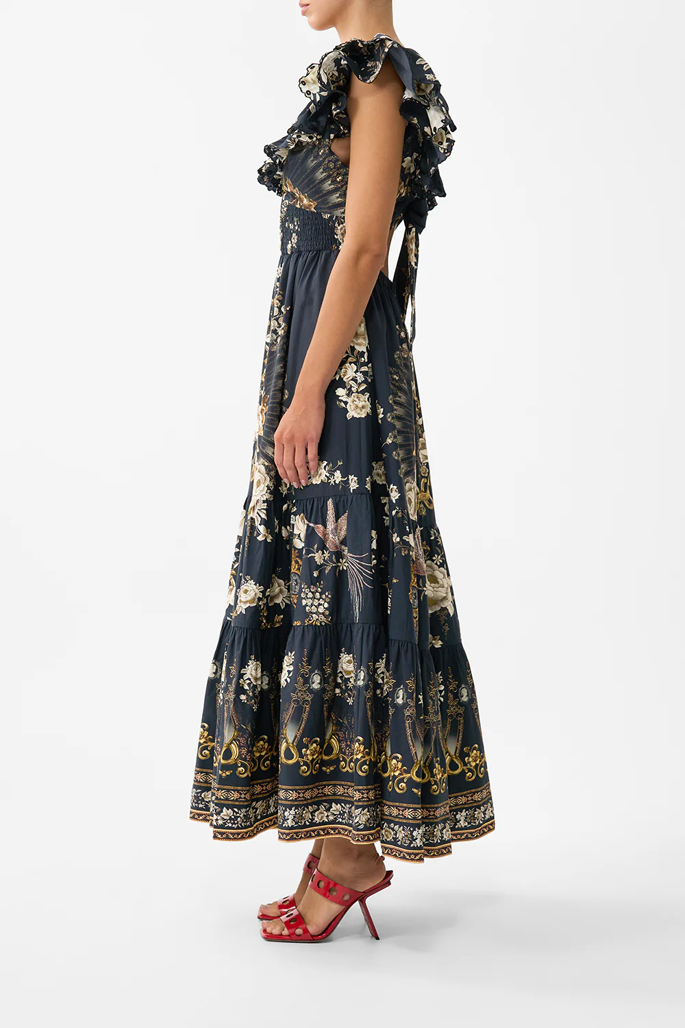 TIERED DRESS WITH NECK FRILL FLAMENCO FOLKLORE - Image 4