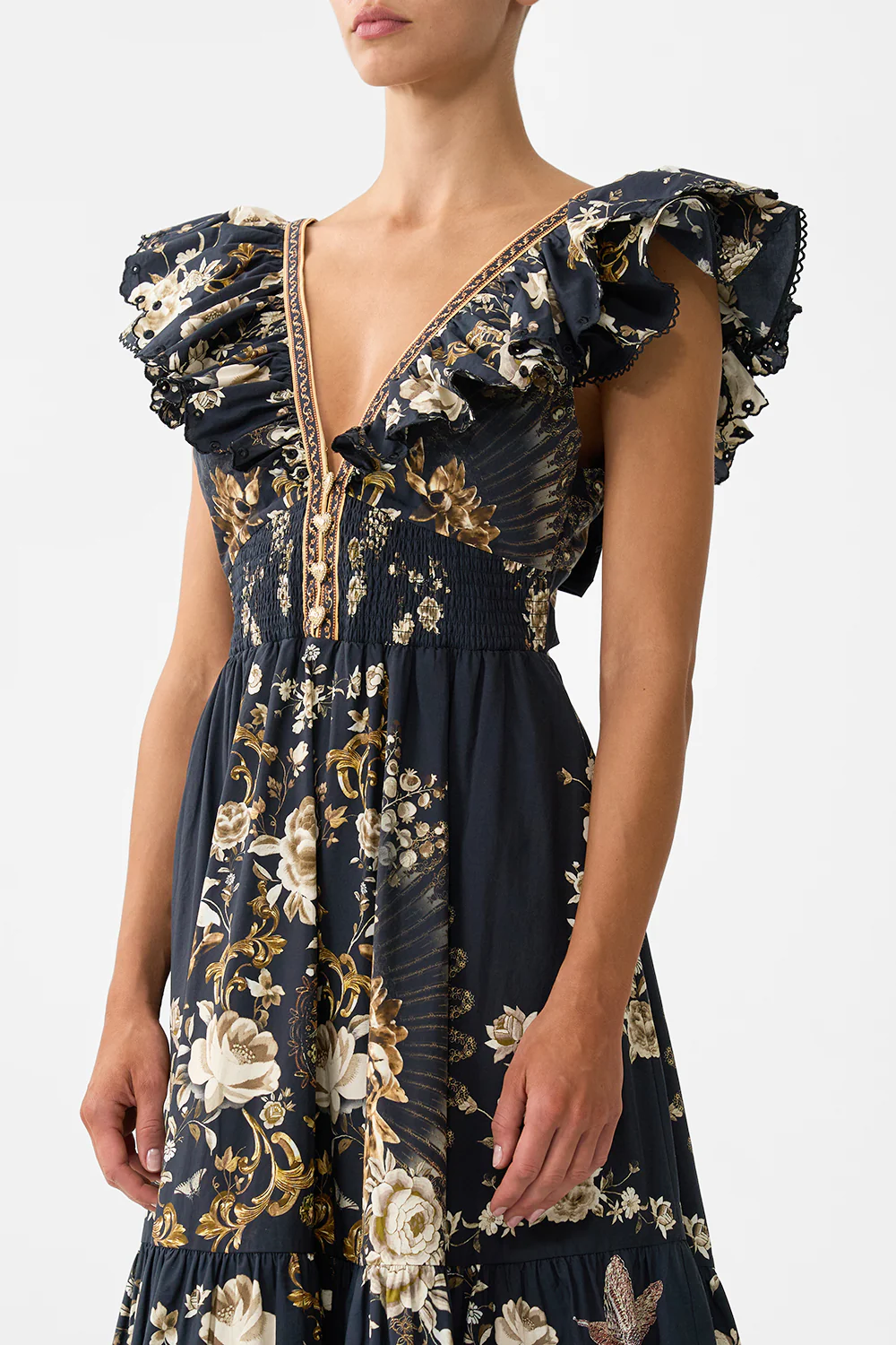 TIERED DRESS WITH NECK FRILL FLAMENCO FOLKLORE - Image 5