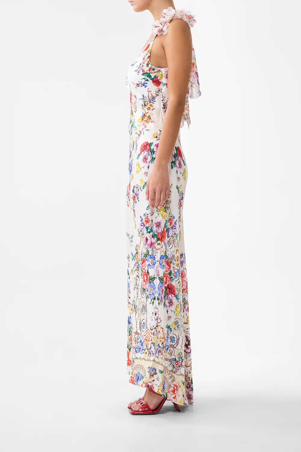 V NECK BIAS SLIP DRESS WITH BACK FRILL I LEFT MY HEART IN GRANADA - Image 4