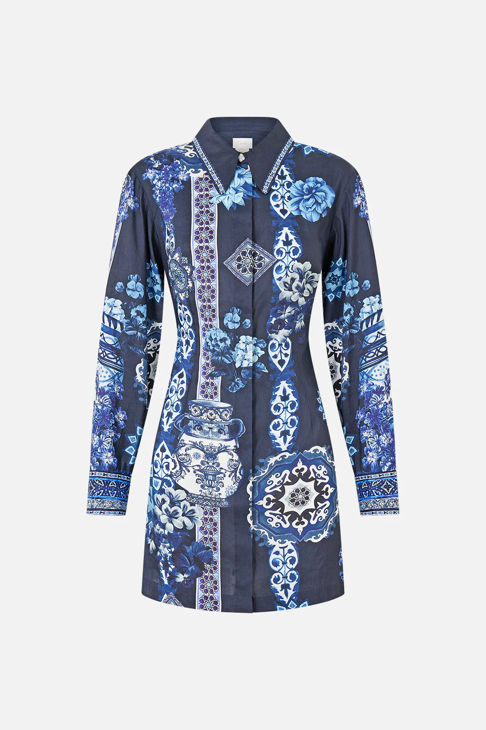 SHIRT DRESS WITH A LINE SKIRT A TILED WONDERLAND - Image 3