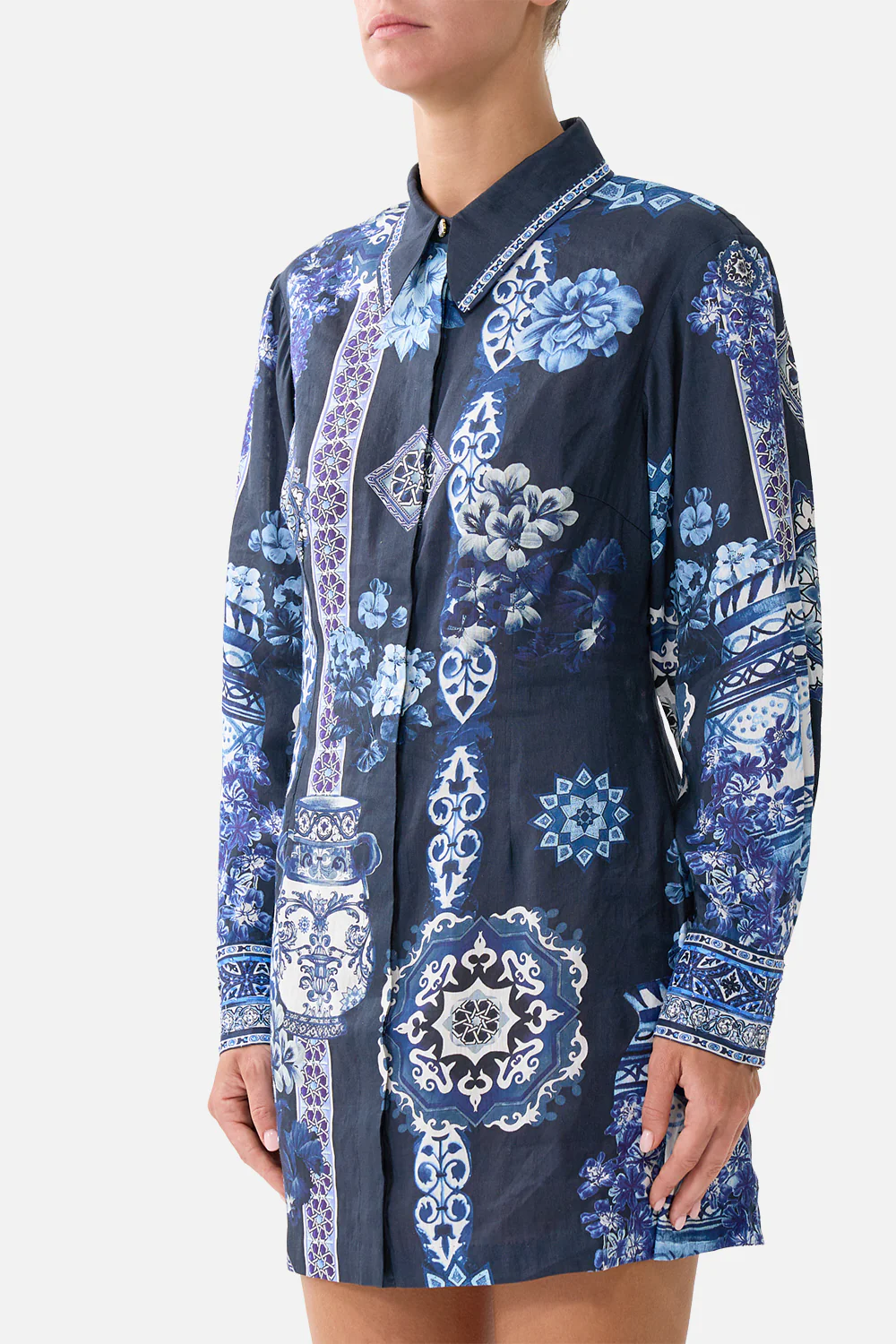 SHIRT DRESS WITH A LINE SKIRT A TILED WONDERLAND - Image 5