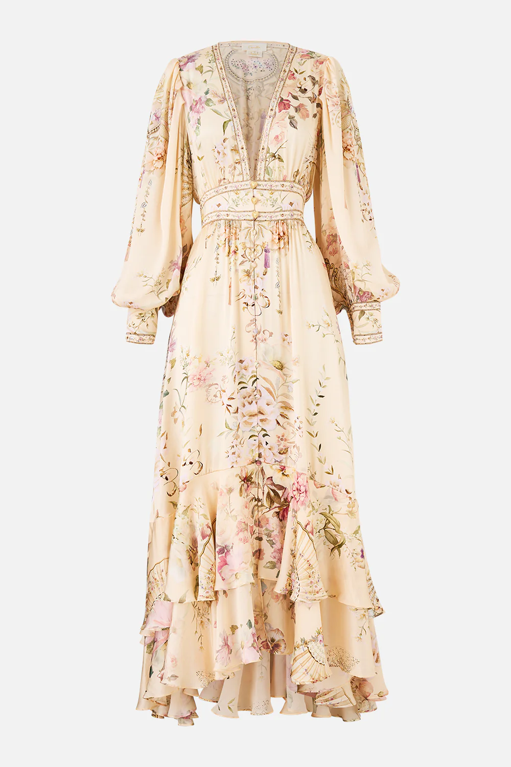 LONG BUTTON FRONT DRESS ADORNED IN ARANJUEZ - Image 3