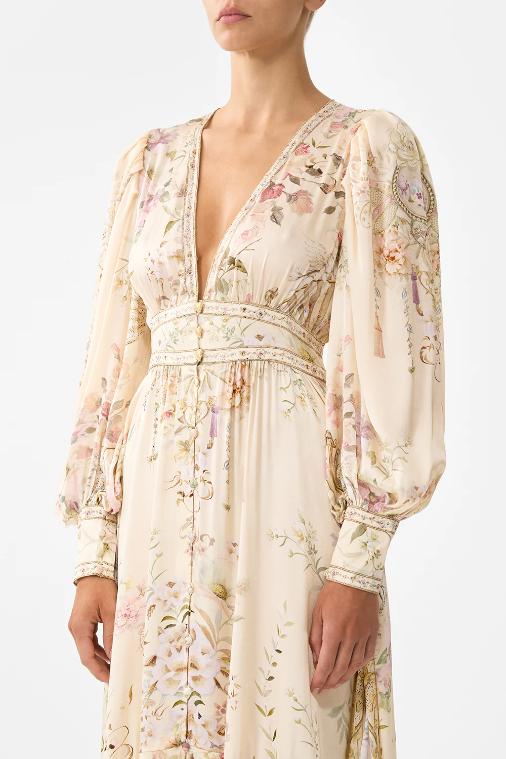 LONG BUTTON FRONT DRESS ADORNED IN ARANJUEZ - Image 5