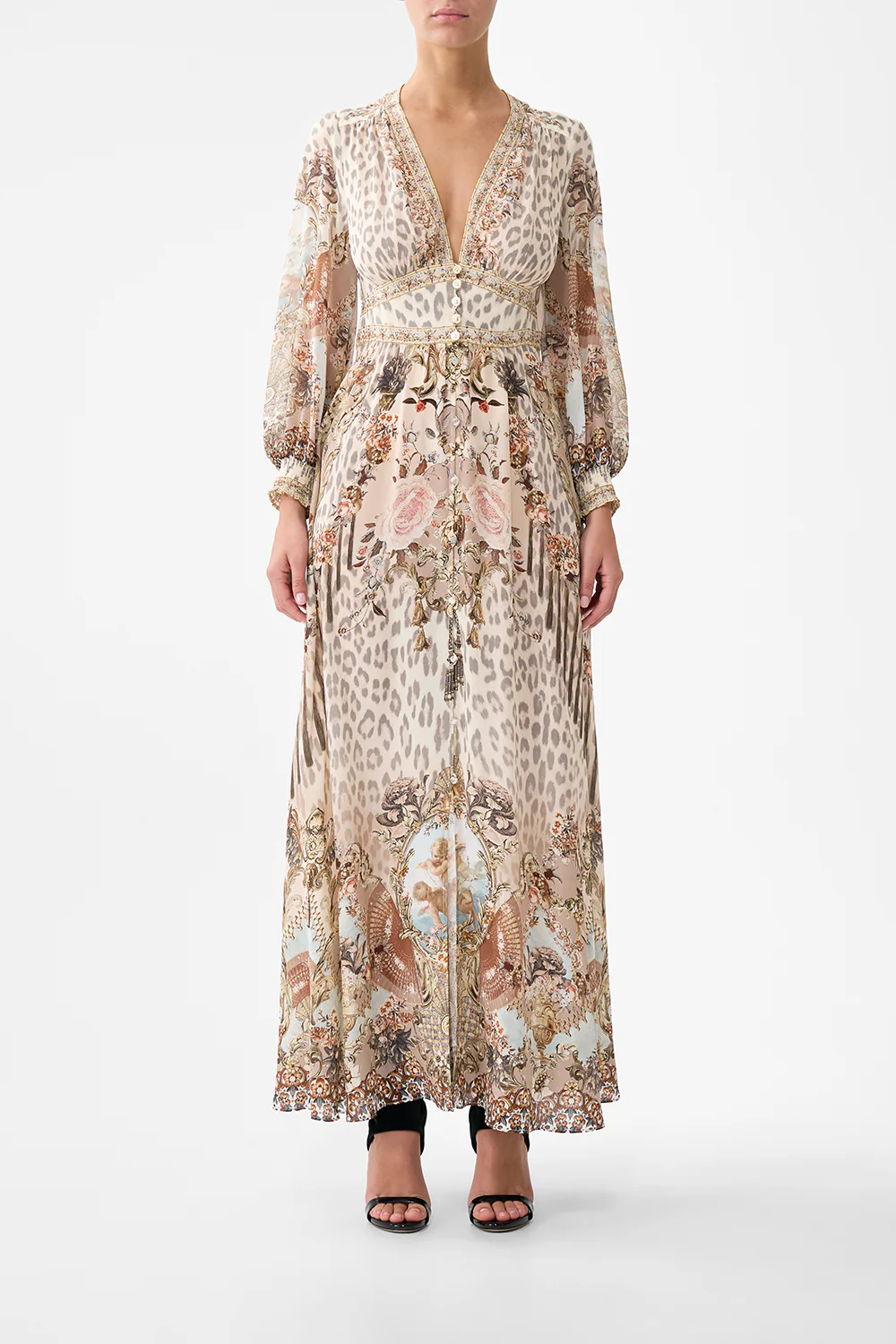 BUTTON DRESS WITH SHAPED WAISTBAND ARANJUEZ ANIMALIA