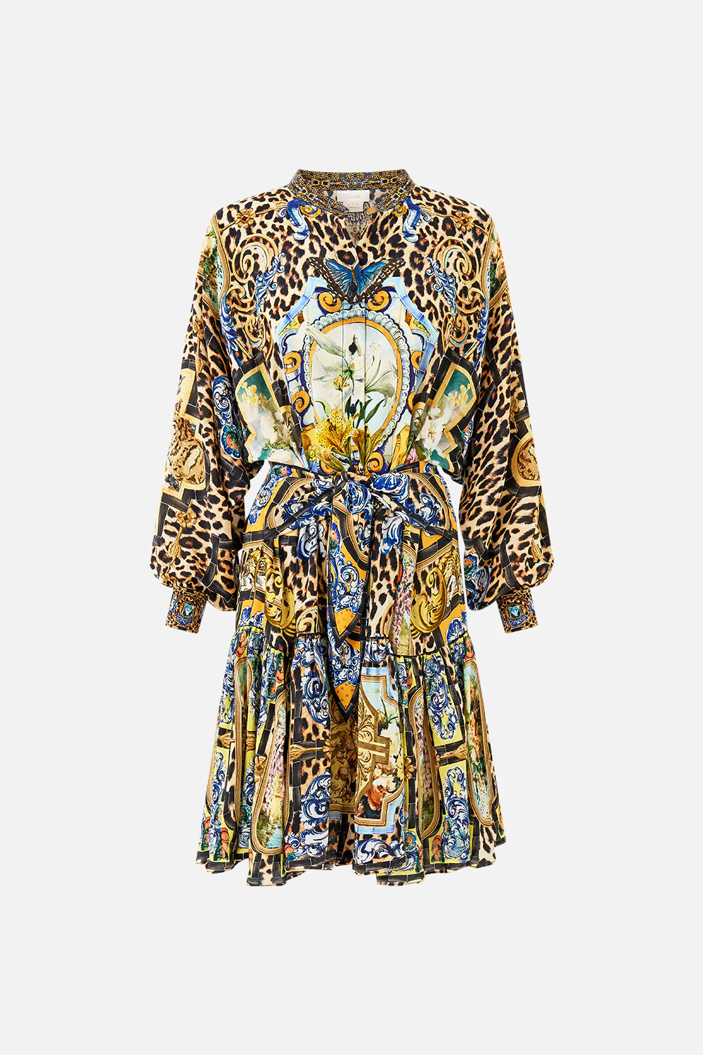 SHORT TIERED SHIRTDRESS WITH WIDE WAIST TIE SEVILLIAN STYLE - Image 3