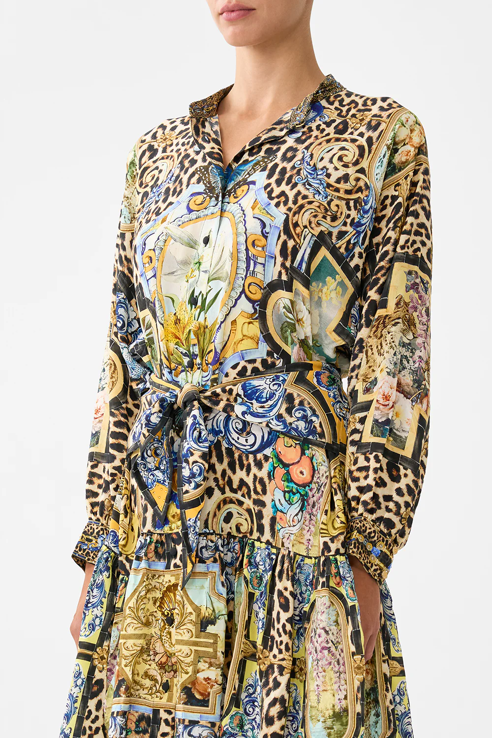 SHORT TIERED SHIRTDRESS WITH WIDE WAIST TIE SEVILLIAN STYLE - Image 5