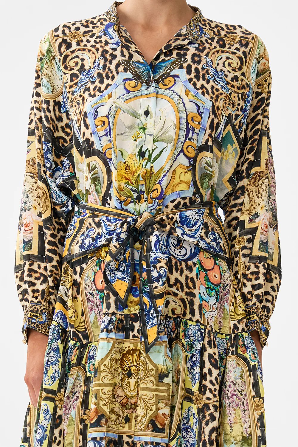 SHORT TIERED SHIRTDRESS WITH WIDE WAIST TIE SEVILLIAN STYLE - Image 6