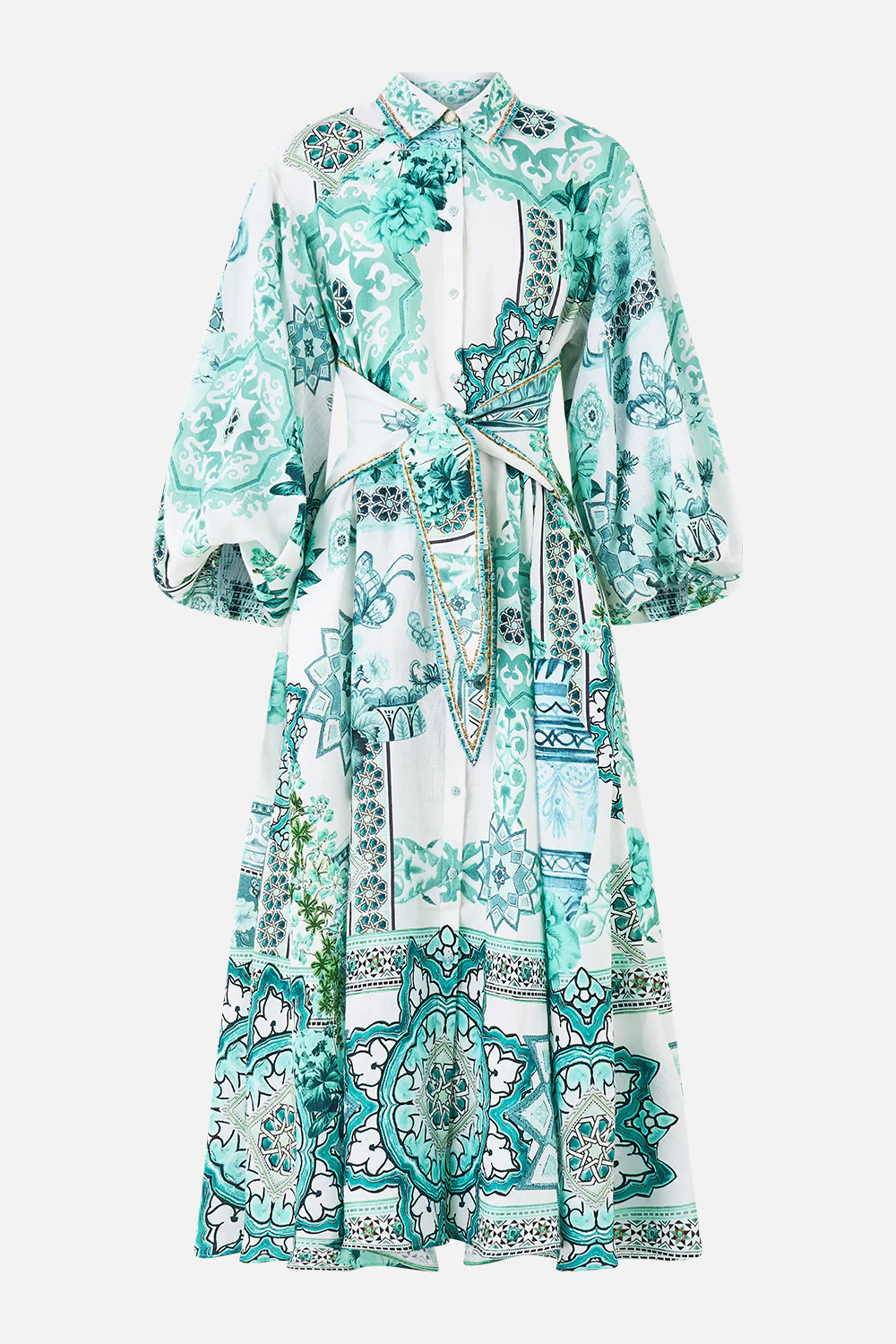 WAIST TIE SHIRT DRESS WITH BUBBLE SLEEVE BALEARIC BEBÉ - Image 3