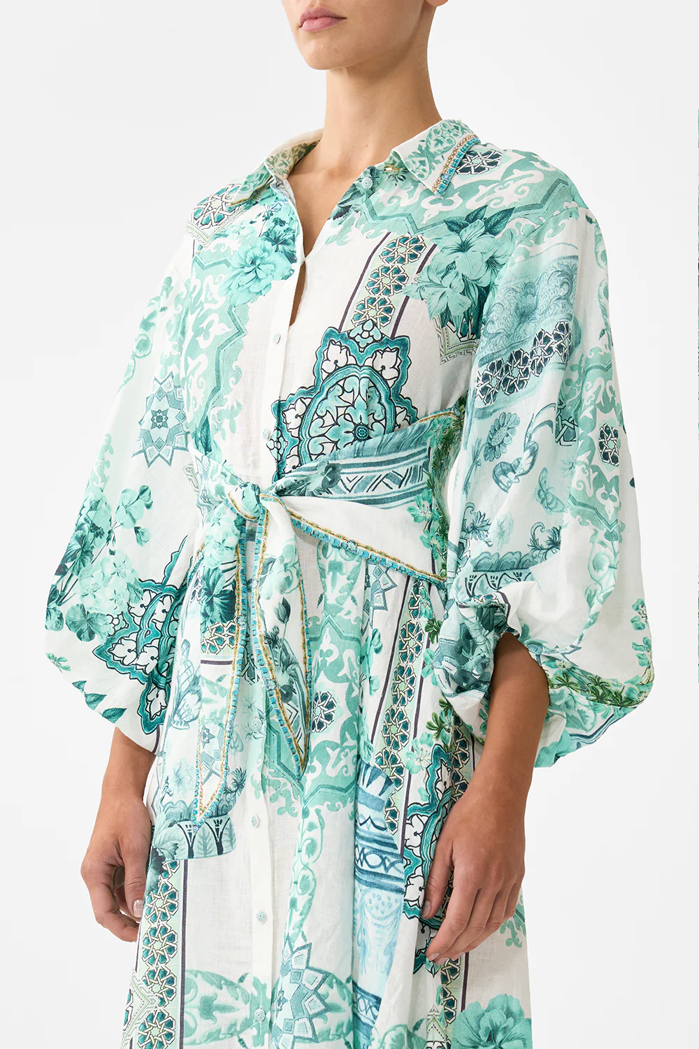 WAIST TIE SHIRT DRESS WITH BUBBLE SLEEVE BALEARIC BEBÉ - Image 5