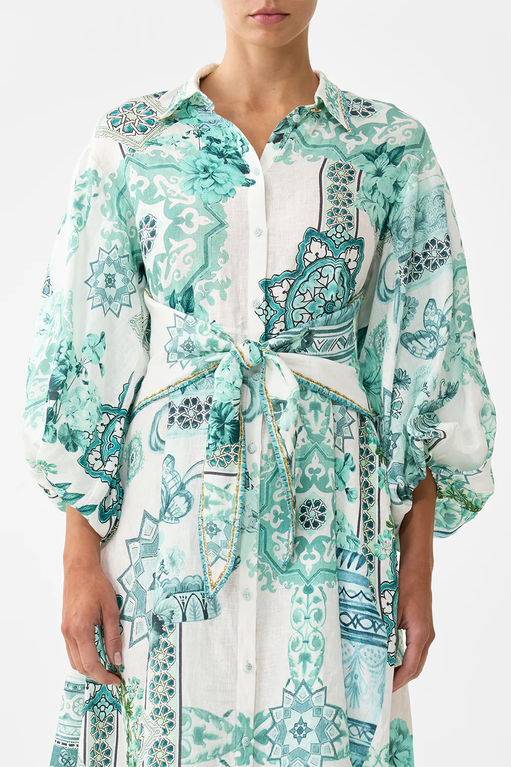 WAIST TIE SHIRT DRESS WITH BUBBLE SLEEVE BALEARIC BEBÉ - Image 6