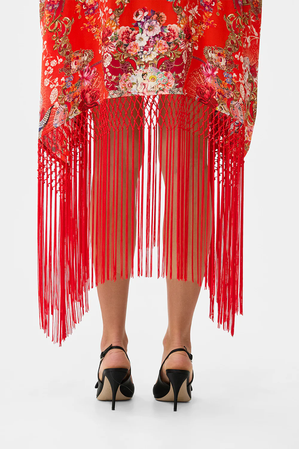 SHORT ROUND NECK KAFTAN WITH FRINGING OLÉ OLÉ - Image 7