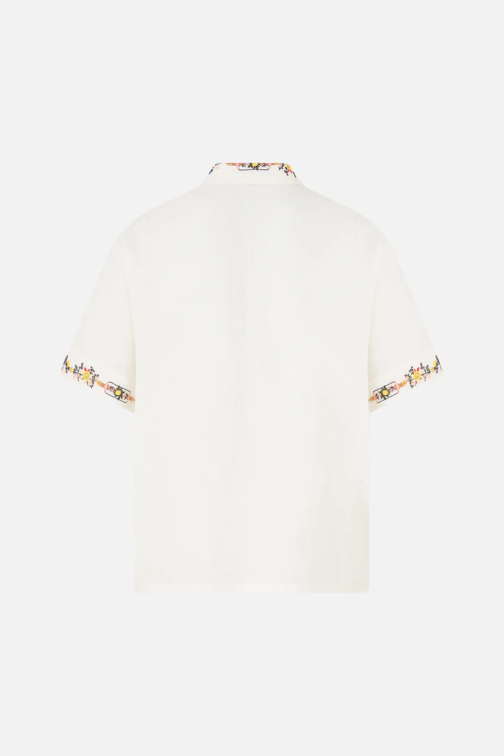 EMBROIDERED SHORT SLEEVE PLEATED CUBAN SHIRT THE POTTERY PARLOUR - Image 2