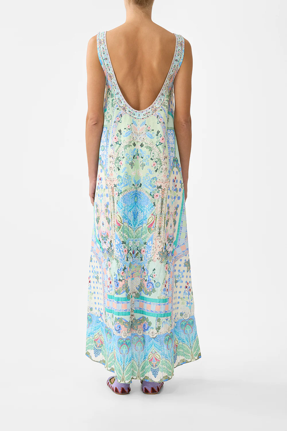 V NECK POCKET DRESS WITH LOW BACK MIDSUMMER MOSAICS - Image 2