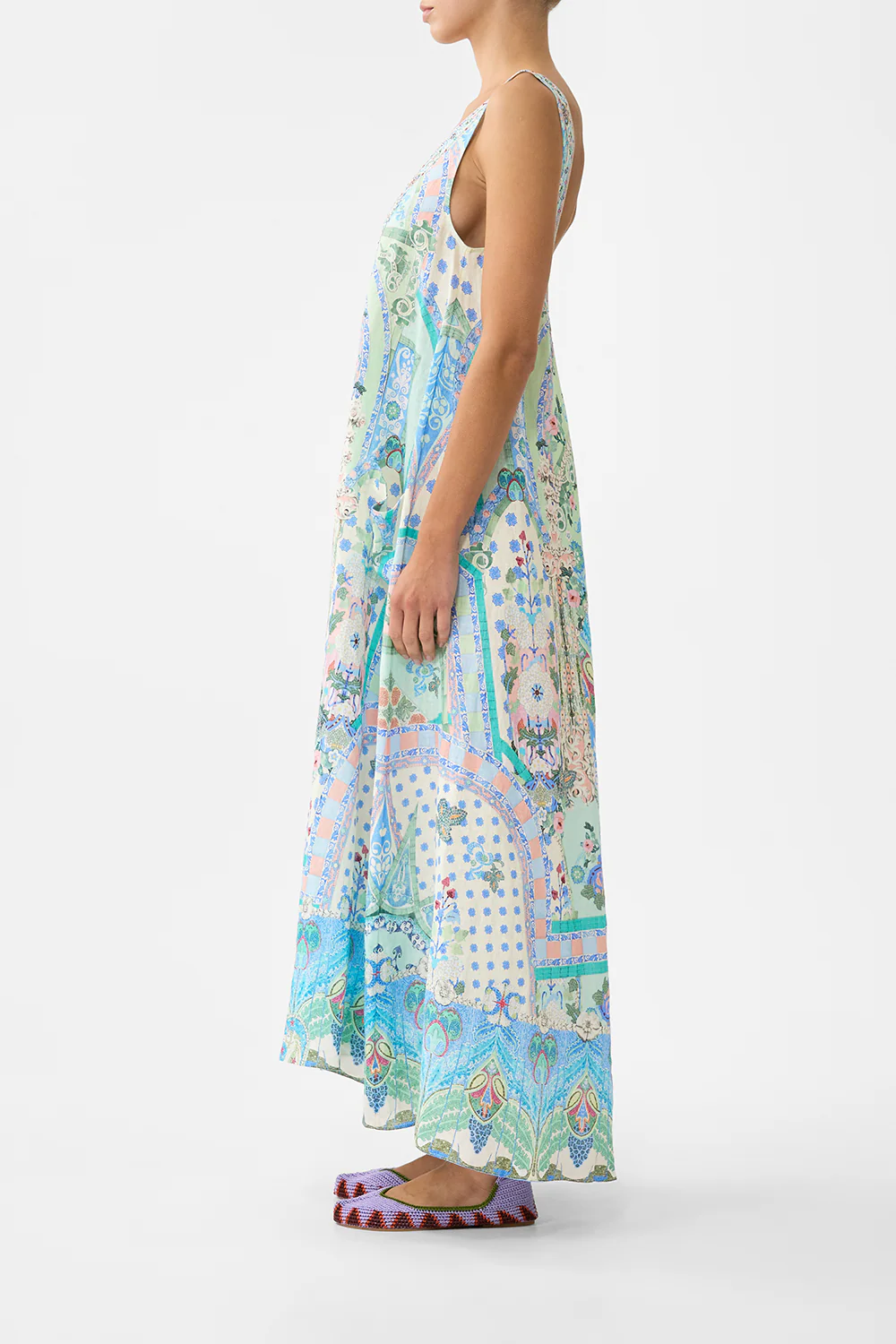 V NECK POCKET DRESS WITH LOW BACK MIDSUMMER MOSAICS - Image 4