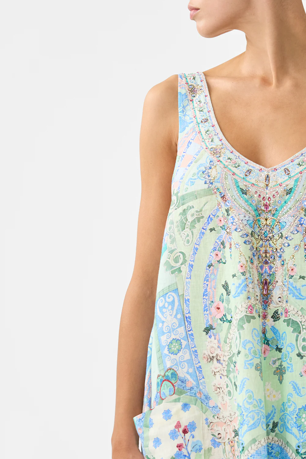 V NECK POCKET DRESS WITH LOW BACK MIDSUMMER MOSAICS - Image 6