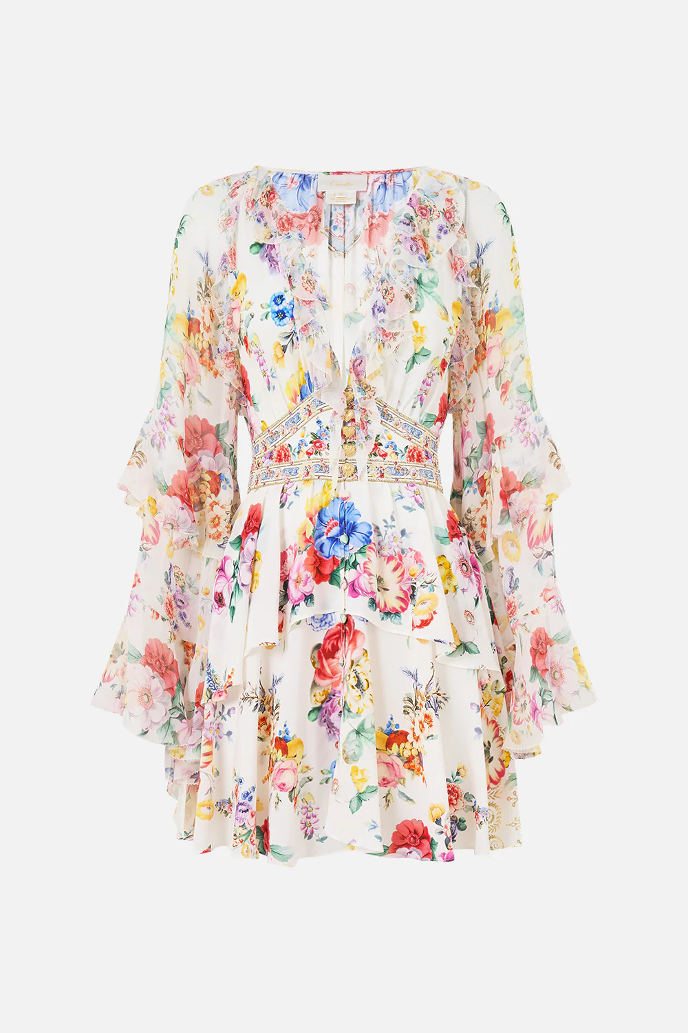 SHORT WAISTBAND DRESS WITH RUFFLE SLEEVE I LEFT MY HEART IN GRANADA - Image 3