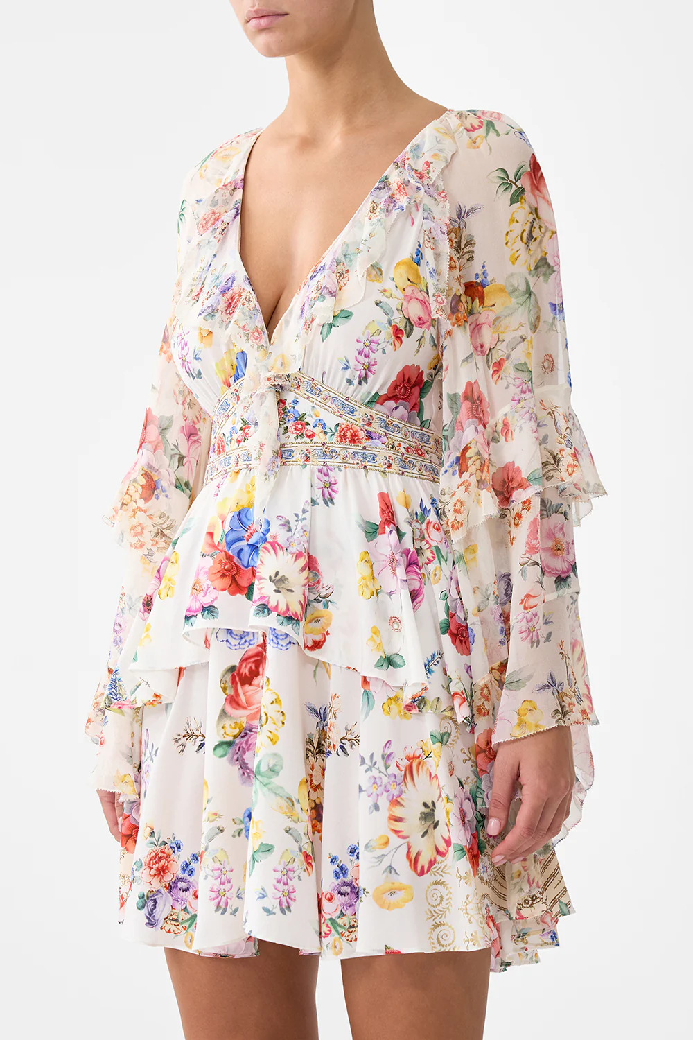 SHORT WAISTBAND DRESS WITH RUFFLE SLEEVE I LEFT MY HEART IN GRANADA - Image 5