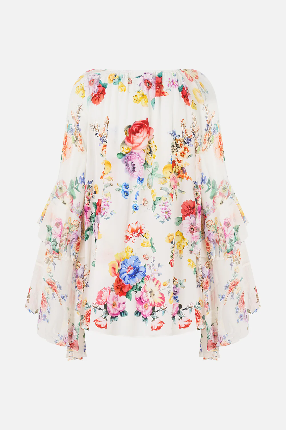 LACE UP V NECK BLOUSE WITH CASCADE RUFFLES I LEFT MY HEART IN GRANADA - Image 6