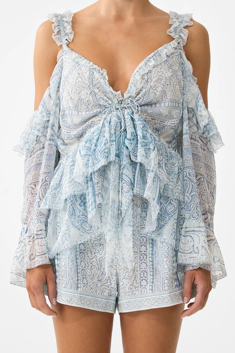COLD SHOULDER RUFFLE TOP THE HUM OF THE ALHAMBRA - Image 6