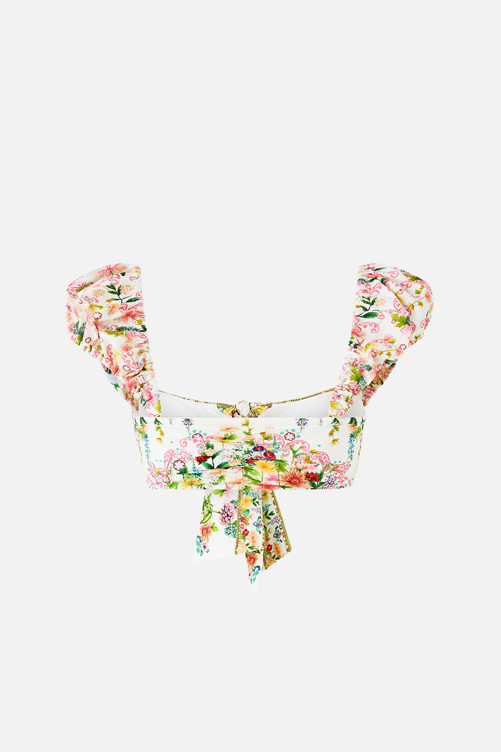 TIE FRONT UNDERWIRE BIKINI TOP WITH PUFF SLEEVE THE CALL OF CATALONIA - Image 6