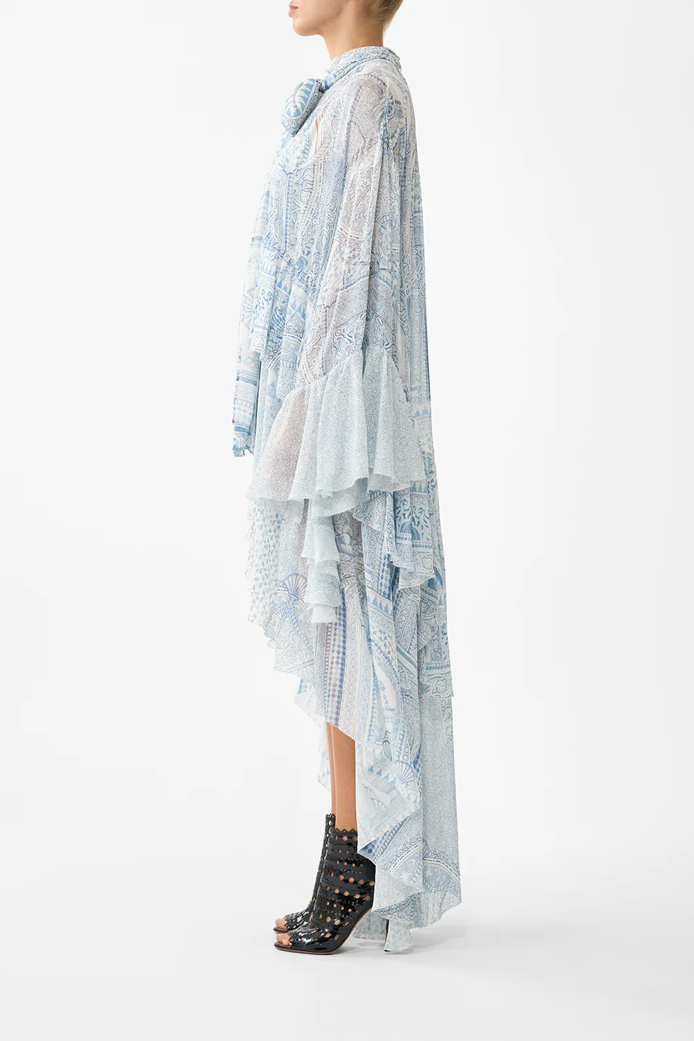 RUFFLE HIGH LOW DRESS WITH LONG SLEEVE THE HUM OF THE ALHAMBRA - Image 4