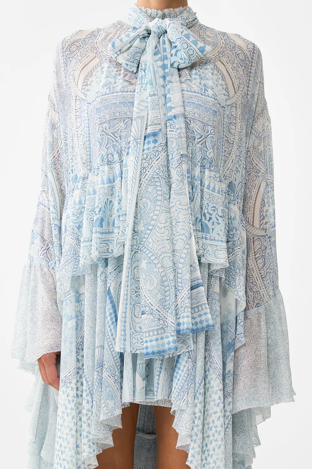 RUFFLE HIGH LOW DRESS WITH LONG SLEEVE THE HUM OF THE ALHAMBRA - Image 6