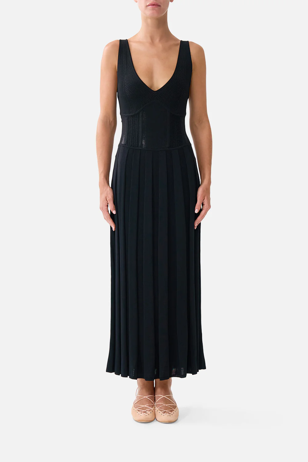 CORSET DETAIL FLARE KNIT DRESS FLAMENCO FOLKLORE